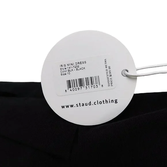 NWT Staud Iris Mini Dress in  Black Women's Size 10 - Picture 6 of 6